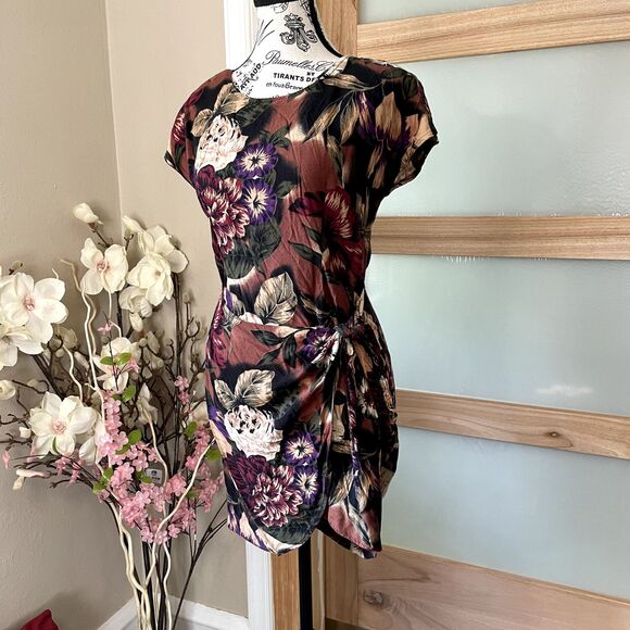 Knapp Studio Women Floral Casual Fall Autumn Colors Woman Wrap Mini Dress - Picture 2 of 14